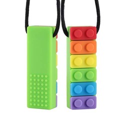 Rainbow LEGO Brick Chew Necklace