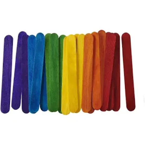 Lollipop Stick Jumbo Coloured Pk 50