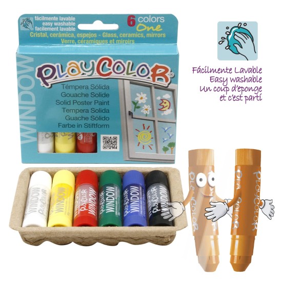 Playcolor Solid Paint Sticks Window - Pk6