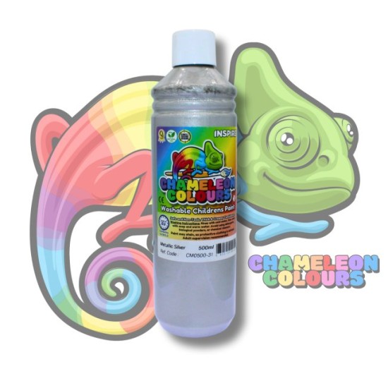 Poster Paint Metallic Silver 500ml Bottle