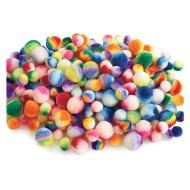 Rainbow Striped Pom Poms 180 pack
