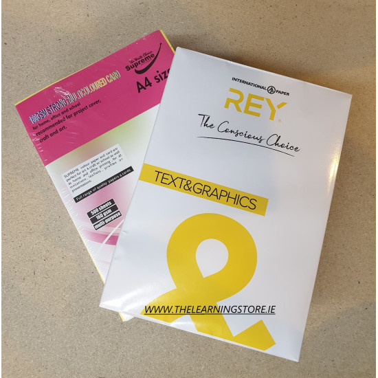 A4 Card Coloured 200 sheets plus A4 White Card 250 Sheets