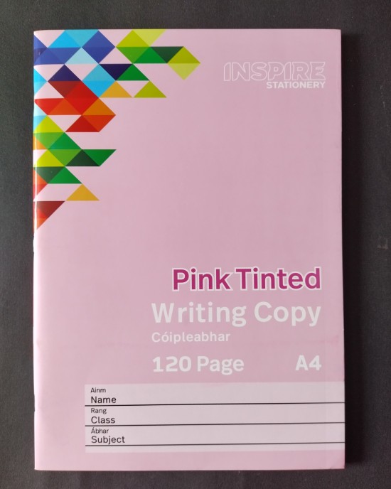 A4 Pink Tinted Visual Aid Writing Copybook 5's