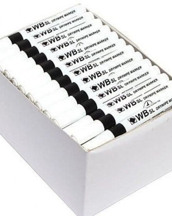 Drywipe Whiteboard Marker Black Bullet Tip (100 pk)