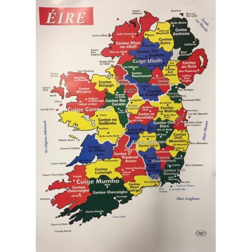 Map Of Ireland As Gaeilge Map of Ireland in Irish | Poster Map of Ireland Gaelige | The 